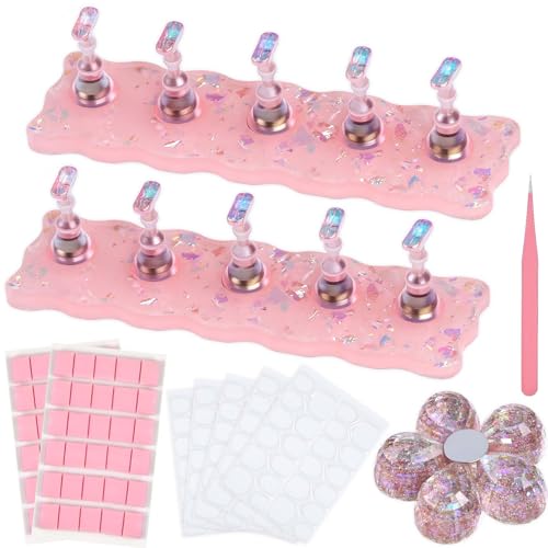 VYNELLE Magnetic Press-On Nail Practice Stand Set with Flower Base