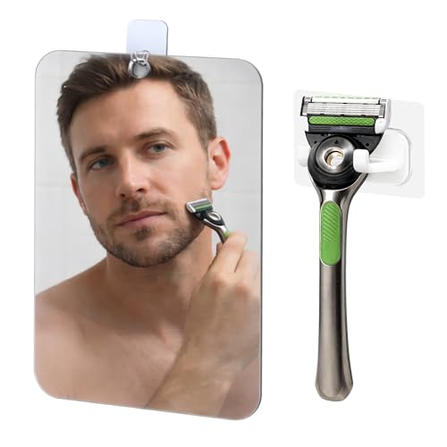 Hook Lab Fog-Resistant Shower Mirror with Razor Holder – Shatterproof