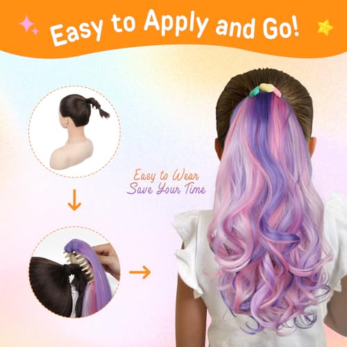 SEIKEA 18" Wavy Curly Claw Clip Ponytail Extension - Colorful Hairpiece