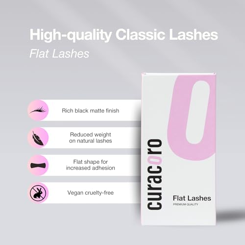 Curacoro Ellipse Flat Lash Extensions - 0.20 D Curl 10mm Matte Black