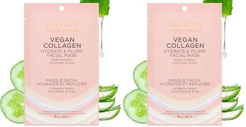 Pacifica Vegan Collagen Face Mask Sheet Set for Hydration & Plump Skin - 2 Pack