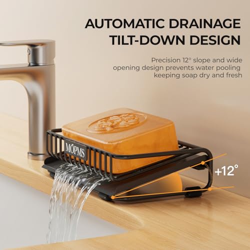 Self-Draining Carbon Steel Soap Dish for Bathroom & Kitchen