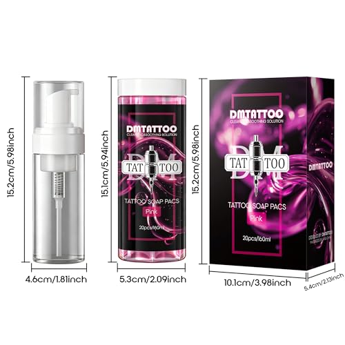 Ultra Concentrated Pink Tattoo Soap Kit with Foaming Bottle - 20Pcs