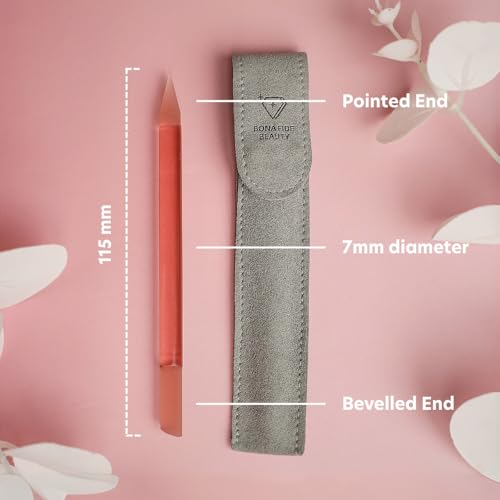 Bona Fide Beauty Czech Glass Cuticle Pusher Pink 1Pc with Pouch