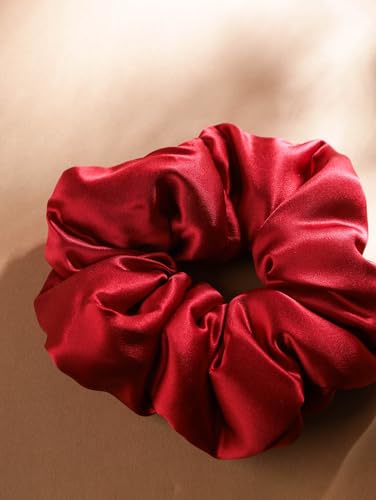 MINACHI Oversized Red Mulberry Silk Scrunchie - 6A Grade Hair Accessory