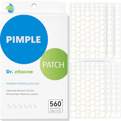 Hydrocolloid Acne Patches - 560 Count, 6 Sizes with Tea Tree & CICA