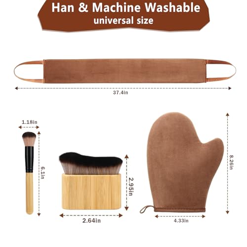 4-in-1 Velvet Self Tanning Mitt Set with Back Applicator & Brushes
