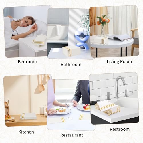 100 Pack Gold Trimmed Disposable Paper Napkins – Soft & Absorbent Dinner Towels