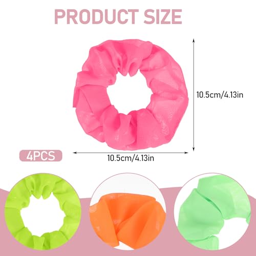 Ymapinc 4pcs Neon Hair Scrunchies - 80s Inspired Colors