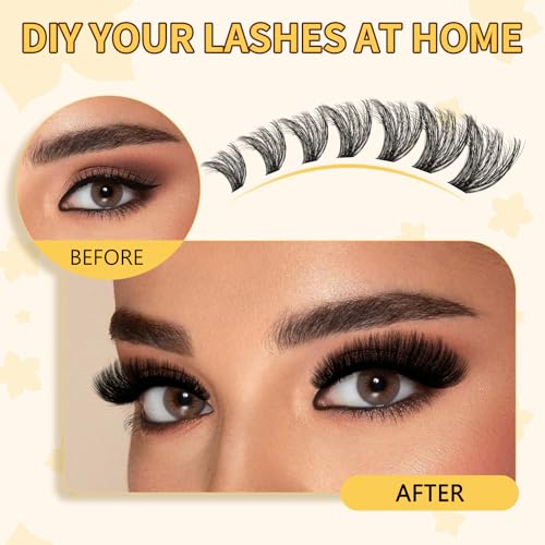 QUEWEL Lash Clusters Kit - 320Pcs 80D+100D 3D Eyelash Extensions
