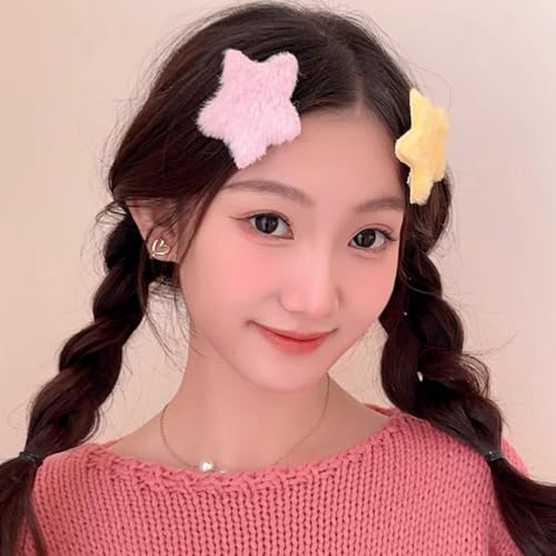 20 Pcs Fluffy Star Hair Clips - Cute Y2K Hair Barrettes
