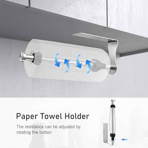 SetSail Adjustable Damping Paper Towel Holder - Wall Mount, Silver