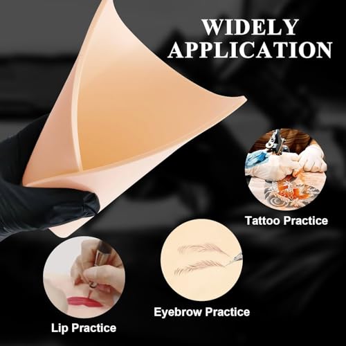 Anghie 10PCS Tattoo Practice Skin 7.4 x 5.6'' 3mm Thick Double-Sided Fake Skin for Artists & Beginners