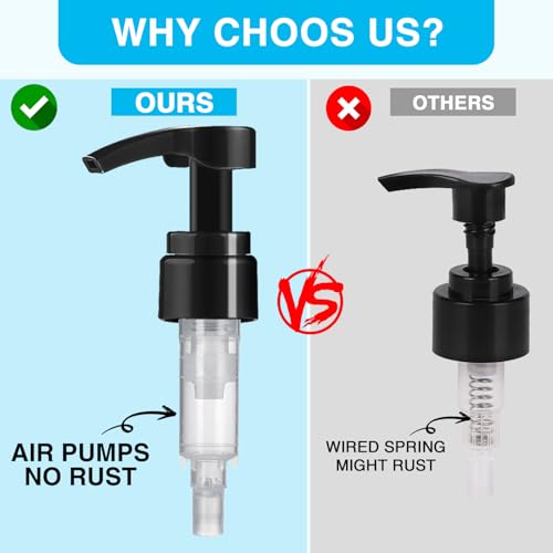 2-Pack Shampoo Dispenser Pumps for 33.8 oz Liter Bottles - Black & White, Lockable, Universal Fit