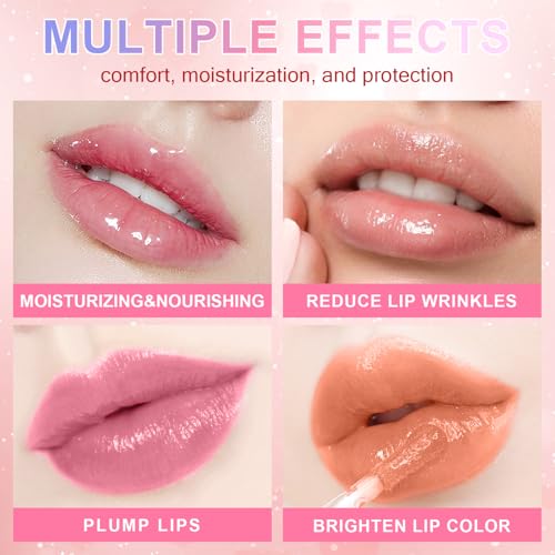 6 Colors Lip Gloss Set with Hydrating Shine & Non-Sticky Formula for Women