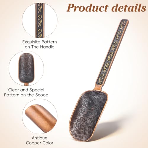 Kichvoe Vintage Copper Tea Scoop - 6.29-Inch Measuring Spoon for Loose Leaf Tea & Coffee