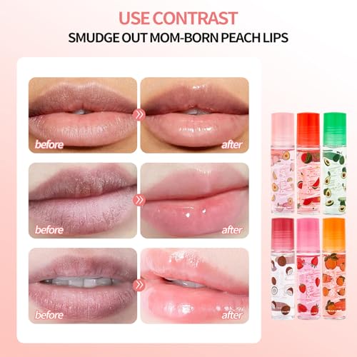 6Pcs Fruit Flavored Lip Gloss Set - Moisturizing & Hydrating Lip Oil for Teens & Girls
