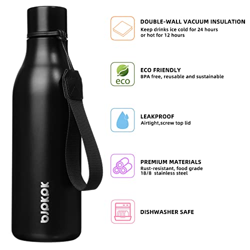BJPKPK 18oz Insulated Stainless Steel Water Bottle with Strap