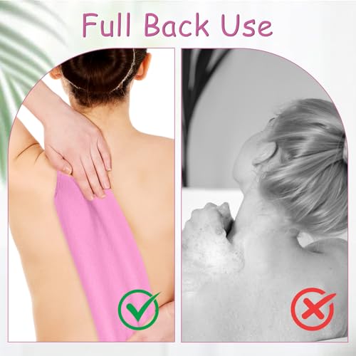 2-Pack Exfoliating Back Scrubber with Handles - Nylon Shower Towel