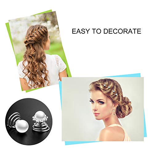 Meekoo 40Pcs Rhinestone Spiral Hair Pins Set - 8 Styles Clips for Wedding Party