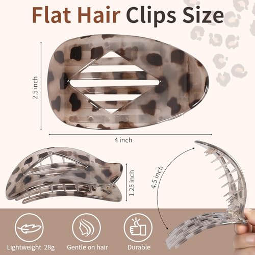 CHANDAT Leopard Flat Hair Clips 10 Pack Large 4.2 Inch Claw Hairpins for Women