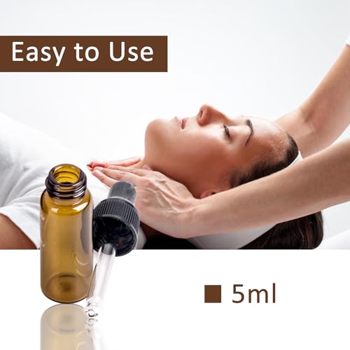 Easeen Amber 5ML Dropper Bottles 50pcs with Plastic Droppers for Essential Oils & Perfumes