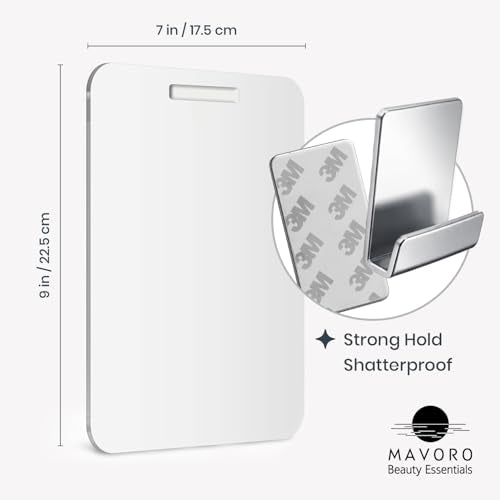 Mavoro 7x9 Acrylic Shower Shaving Mirror with 3M Hook - Less Fog
