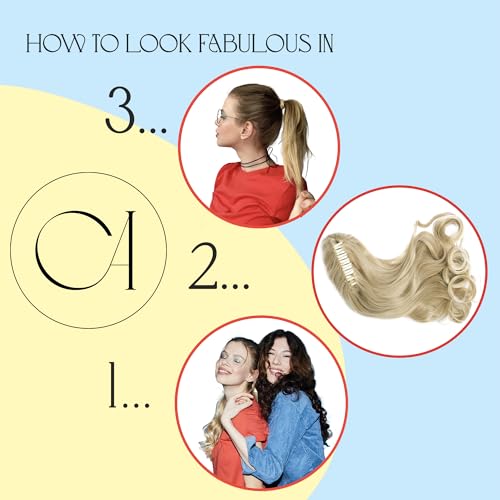 CAISHA 24-Inch Blond Mix #16T613 Wavy Ponytail Extension, Heat-Resistant Synthetic Hair
