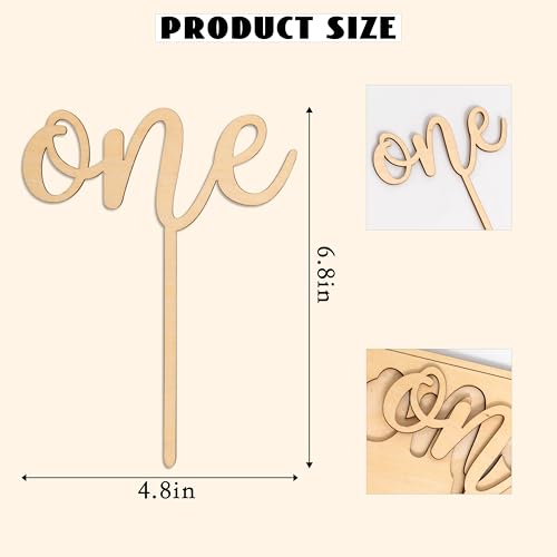 Wooden 'One' Cake Topper for First Birthday Celebrations