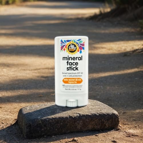 SoCozy Kids SPF 50 Mineral Sunscreen Stick 6oz Pack of 2 Water-Resistant UV Face & Body Sun Block