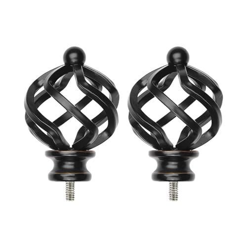 KAMANINA Black Decorative Curtain Rod Finials - 2 Pcs