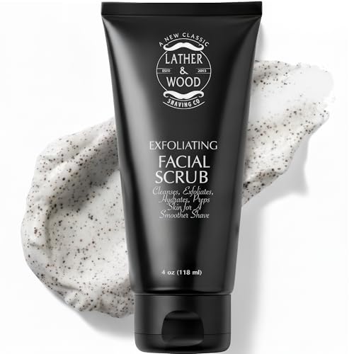 Lather & Wood Face Wash for Men - Exfoliating Scrub 4oz
