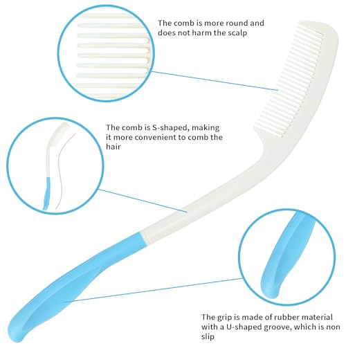Long Reach Handled Comb and Hair Brush Set for Elderly and Disabled