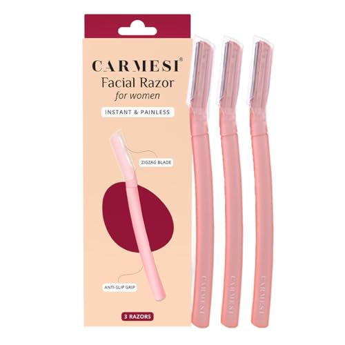 Carmesi Facial Razor for Women - Painless Hair Removal & Exfoliation (3 Count)