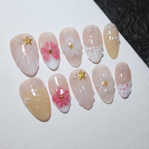Short Almond Handmade Press On Nails - Reusable Salon Quality (251107, Small)