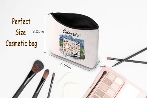 Colorado Map Cosmetic Bag - Durable Canvas Makeup Pouch for Travel