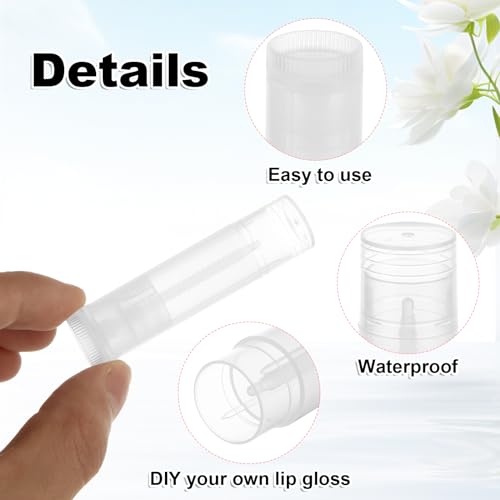 100 Pack Empty Lip Balm Tubes, 5g Clear Twist-Up Chapstick Containers