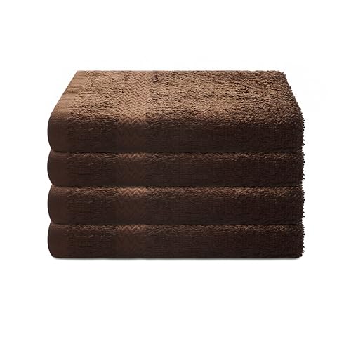 Premium 13x13 Washcloth Set (Pack of 4) The Holy South Dark Brown – 100% Cotton, Absorbent, Ring Spun