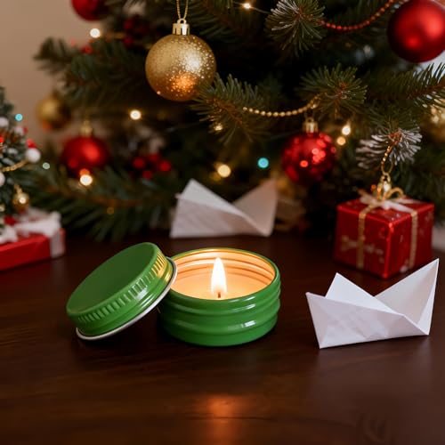Green Aluminum Tins with Screw Lids, 0.5oz, 32 Pack for Storage