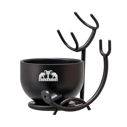 Grandslam 3-in-1 Shaving Kit for Men - Synthetic Brush, Stand, and Bowl - Black