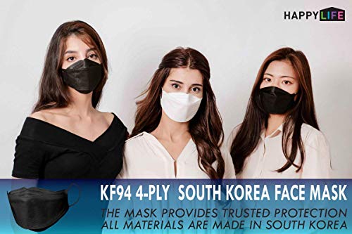 Pack of 10 Black KF-94 Face Masks - 4-Layer Protection, Made in Korea