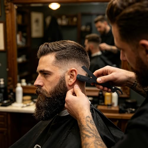 Professional Straight Razor Kit with 40 Blades & Neck Duster Brush for Barbers & Home Grooming