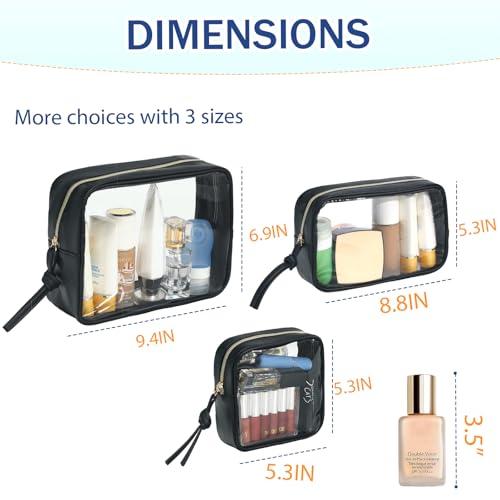 3-Piece Waterproof Travel Makeup Bag Set - Large, Medium, Small