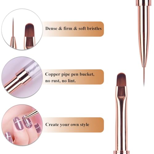 Ycyan Dual-ended UV Gel Nail Brush Set with Rhinestone Handle