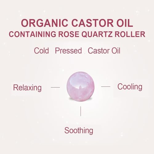 Organic Castor Oil with Rose Quartz Roller Ball - 1.7oz Moisturizer