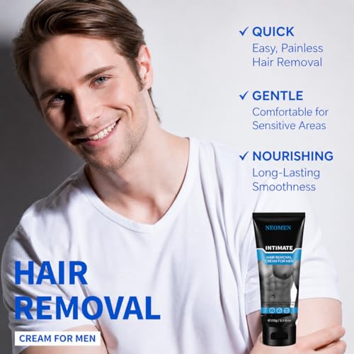 NEOMEN Intimate Hair Removal Cream for Men - Sensitive Skin Formula, 3.5 Oz