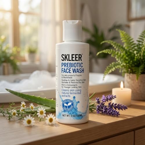SKLEER Prebiotic Face Wash - Natural Fermented Cleanser for Acne & Pores