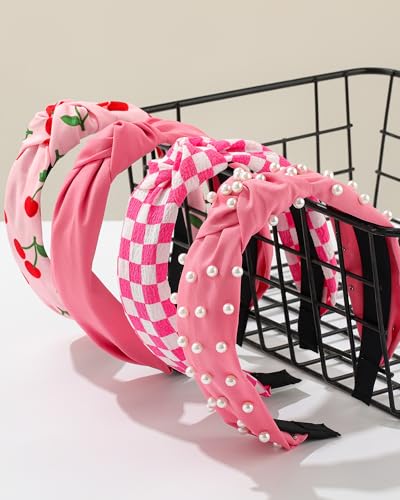 AWAYTR Wide Knotted Headbands for Women - 4 Piece Fabric Hair Accessory Set
