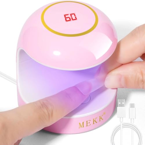MEKK Mini Nail Lamp 18W Pink UV Light for Gel Nails, Single Finger Design