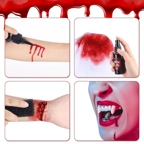 Vampire Halloween Makeup Kit with Fake Blood & Fangs - 7 PCS